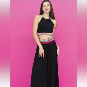 Pitusa Black Jumpsuit with Multicolor Accents